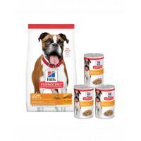 HILL'S Science Plan Adult Light Medium breed hrana caini rasa medie 14 kg + 3 conserve GRATIS