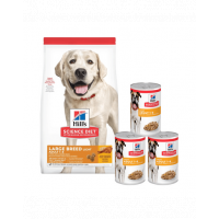 HILL'S Science Plan Adult Light Large breed hrana uscata cu pui 14 kg + 3 conserve GRATIS