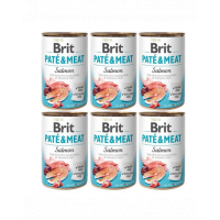 BRIT Pate&amp;Meat salmon 6x400 g pate cu somon pentru caini