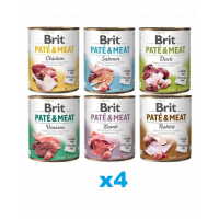 BRIT Pate&amp;Meat Mix arome 24x800 g pate pentru caini