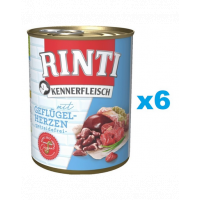 RINTI Kennerfleisch Poultry hearts pentru caine 6x800 g inimi pasare