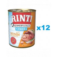 RINTI Kennerfleish Junior Chicken 12x400 g conserve cu pui, pentru catelusi