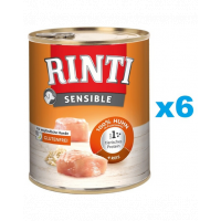 RINTI Sensible pui cu orez 6x800 g hrana caini sensibili