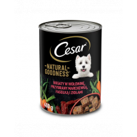 CESAR hrana umeda pentru caini 24 x 400g bogat in carne de vita cu morcovi, fasole si ierburi