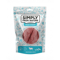 SIMPLY FROM NATURE Meat Strips carne oaie si orez pentru caini 80 g