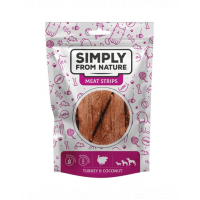 SIMPLY FROM NATURE Meat Strips curcan si cocos, gustare caine 3x80 g
