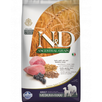 FARMINA N&amp;D Ancestral Grain Adult Medium/Maxi Hrana uscata pentru caini, cu miel si afine 2,5 kg