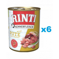 RINTI Kennerfleisch Turkey curcan 6x800 g hrana caini