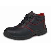 Bocanci de Protectie PROTEK Marimea 38, Bombeu Metalic, Piele Bovina, Negru si Rosu, S1P-SRC