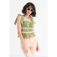 Bluza cu model floral si detalii perforate Pela