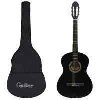 vidaXL Chitară clasică pentru începători, cu husă, negru, 4/4 39"