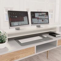 vidaXL Suport monitor, alb, 100x24x13 cm, lemn prelucrat