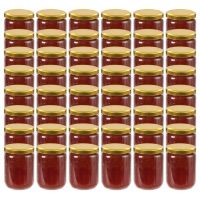 vidaXL Borcane din sticlă pentru gem, capac auriu, 48 buc., 230 ml