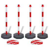 vidaXL Set 4 stâlpi de blocare & 2 lanțuri de plastic, 10 m