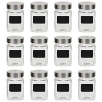vidaXL Borcane de depozitare cu etichetă, 12 buc., 300 ml