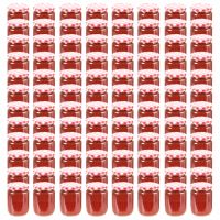 vidaXL Borcane de sticlă pentru gem capace alb & roșu 96 buc. 230 ml