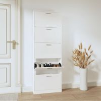 vidaXL Pantofar, alb extralucios, 59x17x169 cm, lemn compozit