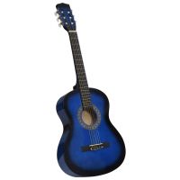 vidaXL Chitară clasică pentru începători și copii, albastru, 3/4 36"