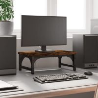 vidaXL Suport de monitor, stejar fumuriu, 37x23x14 cm, lemn compozit