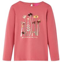 Tricou pentru copii cu mâneci lungi, roz antichizat, 104