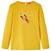 Tricou pentru copii cu mâneci lungi, ocru închis, 92