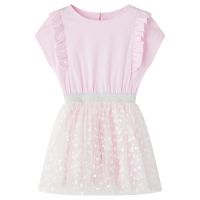 Rochie copii volane, roz deschis, 128