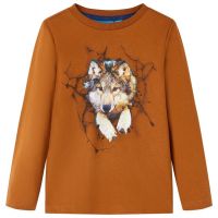 Tricou pentru copii cu mâneci lungi, coniac, 116