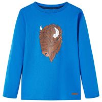 Tricou de copii cu mâneci lungi, albastru cobalt, 128