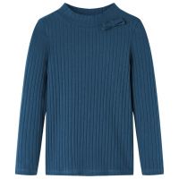 Tricou de copii cu mâneci lungi, tricot cu nervuri, bleumarin, 92