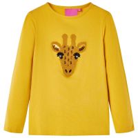 Tricou pentru copii cu mâneci lungi ocru închis 104