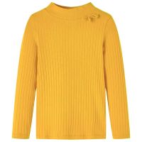 Tricou de copii cu mâneci lungi, tricot cu nervuri, ocru închis, 116
