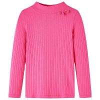 Tricou de copii cu mâneci lungi, tricot cu nervuri, roz aprins, 140