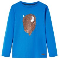 Tricou de copii cu mâneci lungi, albastru cobalt, 92