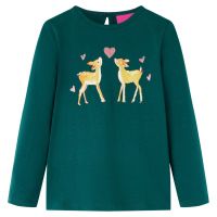 Tricou de copii cu mâneci lungi verde închis 92