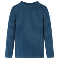 Tricou de copii cu mâneci lungi, tricot cu nervuri, bleumarin, 128