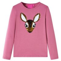 Tricou pentru copii cu mâneci lungi roz zmeură 140