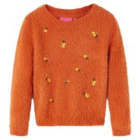 Pulover tricotat pentru copii, portocaliu ars, 128