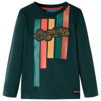 Tricou copii mâneci lungi, verde închis, 140