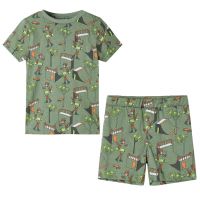Pijamale copii mâneci scurte, kaki deschis 128