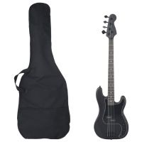 vidaXL Chitara bass electrică începători, cu husă, negru, 4/4 46"