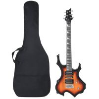 vidaXL Chitara electrică de începători, cu husă, maro/negru, 4/4 39"