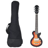 vidaXL Chitara electrică pentru copii, cu husă, maro/negru, 3/4 30"