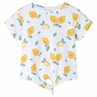 Tricou pentru copii cu tiv tip cravată, ecru, 128