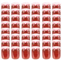vidaXL Borcane de sticlă pentru gem capac alb și roșu, 48 buc, 230 ml