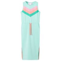 Rochie pentru copii cu șnur în talie, verde mentă deschis, 140