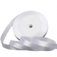 Panglică satinată 38 mm / 22 m alb