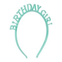 Bentita luminoasa de petrecere BIRTHDAY GIRL 2 buc turcoaz