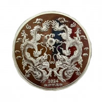 Monedă comemorativă dragon chinezesc 4 x 0,15 cm, de colecție, placată cu aur, monedă de dragon din zodiacul chinezesc, metal, monedă de anul chinezesc al dragonului, cu capac transparent argint