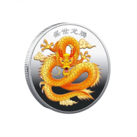 Monedă dragon chinezesc placată cu aur 4 x 0,3 cm Moneda metalică de colecție Anul dragonului Monedă comemorativă dragon chinezesc argint