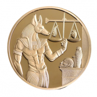 Zeu egiptean Anubis Monedă de colecție placată cu aur 4 cm Monedă comemorativă egipteană cu două fețe Replică Moneda antică a zeului egiptean Piramida Anubis